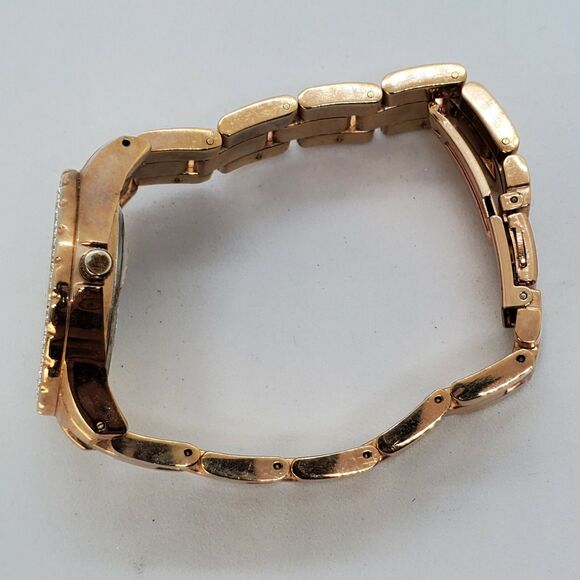 American Exchange 34MM Women's Watch White Dial Gold Bracelet 7" New Battery - Picture 5 of 11